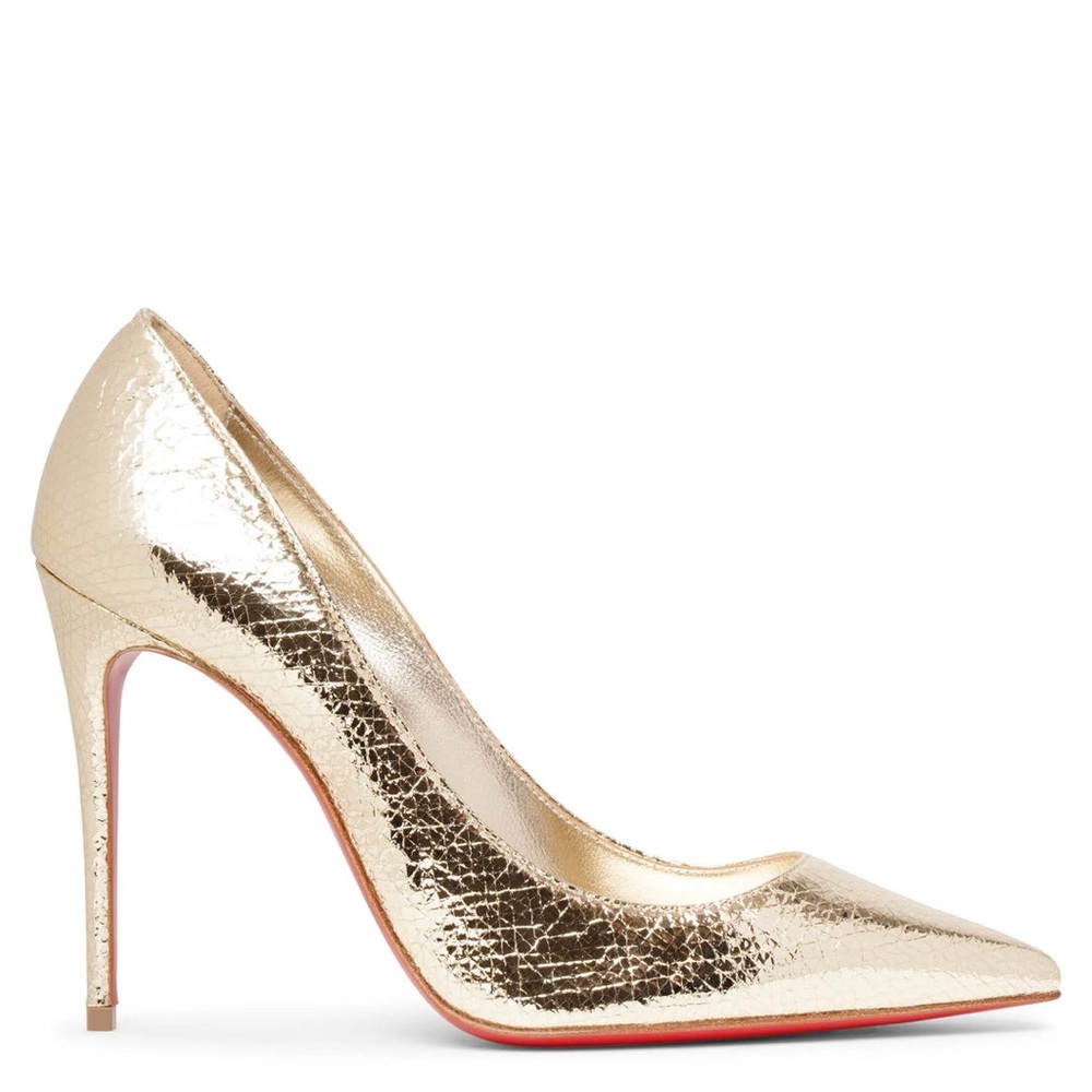 Christian Louboutin Kate 100 Gold Metallic Pumps